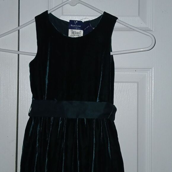 Ralph Lauren blue label emerald green soft velvet silk blend dress Sz 4 NWT - Picture 3 of 8